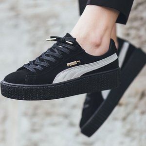 PUMA X FENTY Black Suede Platform Creeper Sneaker